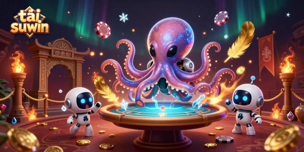 Experience thrilling fun at tải sun win with a vibrant casino scene featuring an alien octopus and poker elements.